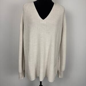 Athleta Chandail Hanover 3 NEW Wool Knit Pullover Long Sleeve V Neck Sweater 1X